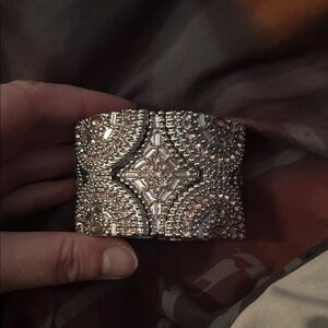 Vintage Elegant Silver Beaded Bracelet/Cuff